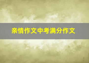 亲情作文中考满分作文