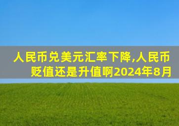 人民币兑美元汇率下降,人民币贬值还是升值啊2024年8月