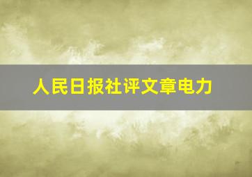 人民日报社评文章电力