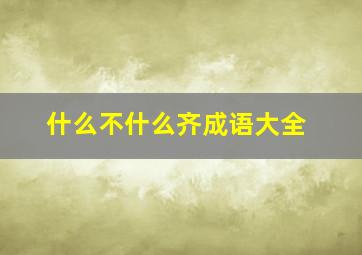 什么不什么齐成语大全