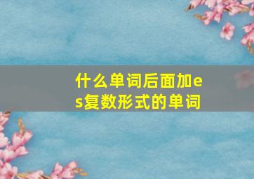 什么单词后面加es复数形式的单词