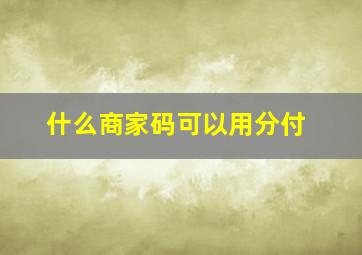 什么商家码可以用分付