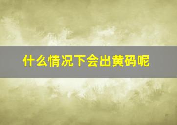 什么情况下会出黄码呢