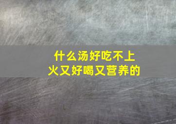 什么汤好吃不上火又好喝又营养的