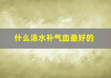 什么汤水补气血最好的