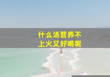 什么汤营养不上火又好喝呢