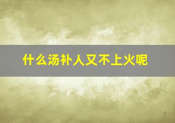 什么汤补人又不上火呢