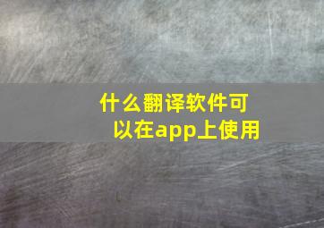 什么翻译软件可以在app上使用