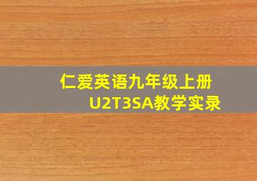 仁爱英语九年级上册U2T3SA教学实录