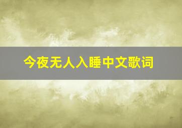 今夜无人入睡中文歌词