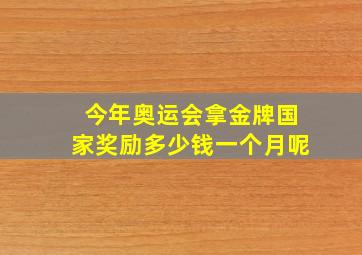 今年奥运会拿金牌国家奖励多少钱一个月呢