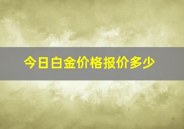 今日白金价格报价多少