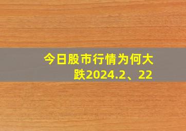 今日股市行情为何大跌2024.2、22