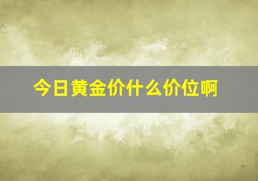 今日黄金价什么价位啊