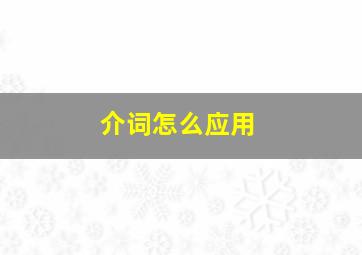 介词怎么应用