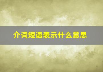 介词短语表示什么意思