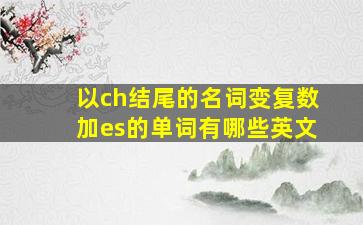 以ch结尾的名词变复数加es的单词有哪些英文