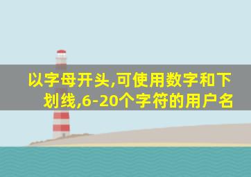 以字母开头,可使用数字和下划线,6-20个字符的用户名