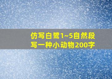 仿写白鹭1~5自然段写一种小动物200字