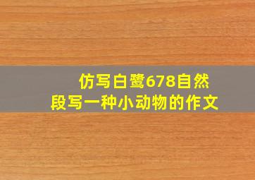 仿写白鹭678自然段写一种小动物的作文