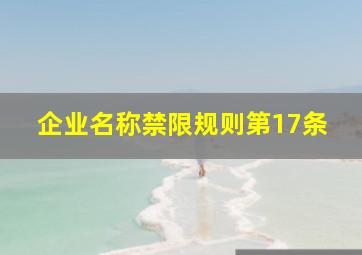 企业名称禁限规则第17条