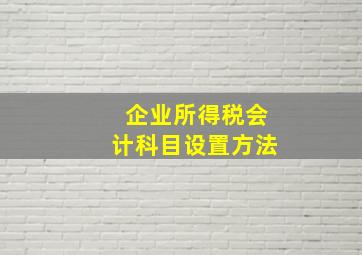 企业所得税会计科目设置方法