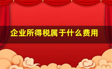 企业所得税属于什么费用