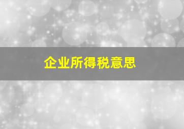 企业所得税意思