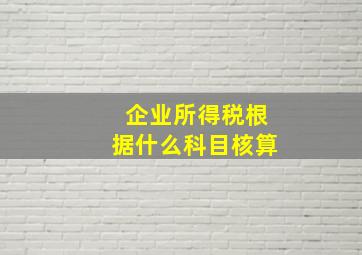 企业所得税根据什么科目核算