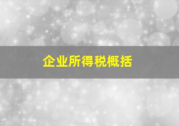 企业所得税概括