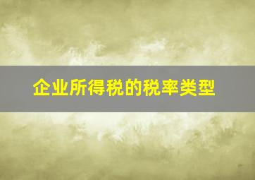 企业所得税的税率类型