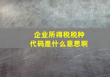 企业所得税税种代码是什么意思啊