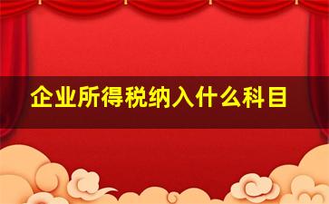 企业所得税纳入什么科目