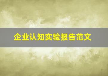 企业认知实验报告范文