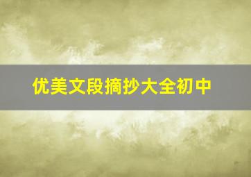 优美文段摘抄大全初中