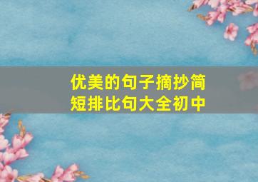 优美的句子摘抄简短排比句大全初中