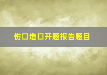 伤口造口开题报告题目