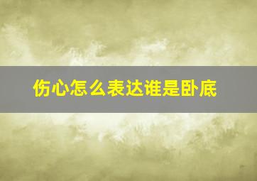 伤心怎么表达谁是卧底