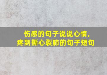 伤感的句子说说心情,疼到撕心裂肺的句子短句