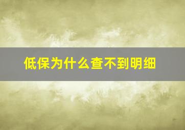 低保为什么查不到明细