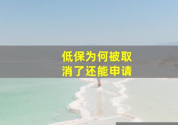 低保为何被取消了还能申请