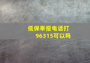 低保举报电话打96315可以吗