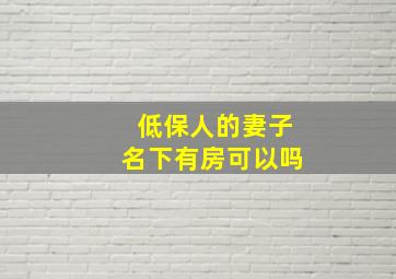 低保人的妻子名下有房可以吗