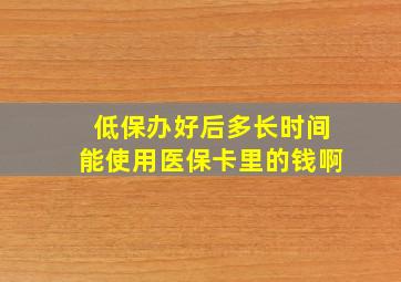 低保办好后多长时间能使用医保卡里的钱啊