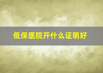 低保医院开什么证明好