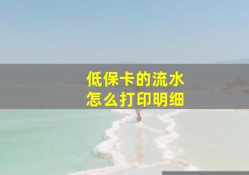 低保卡的流水怎么打印明细