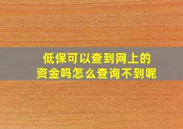 低保可以查到网上的资金吗怎么查询不到呢