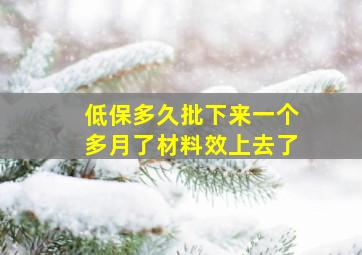 低保多久批下来一个多月了材料效上去了