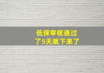 低保审核通过了5天就下来了