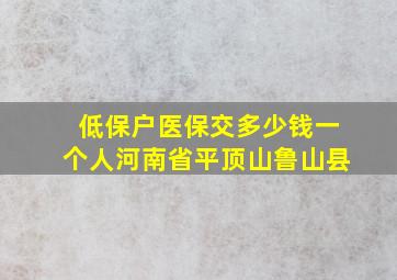 低保户医保交多少钱一个人河南省平顶山鲁山县